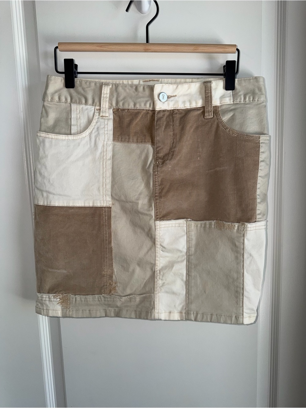 Pilcro Anthropologie Patchwork Mini Skirt Size 27 Corduroy Y2K Cottagecore